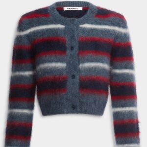 VENROY cropped mohair striped cardigan (NWT)